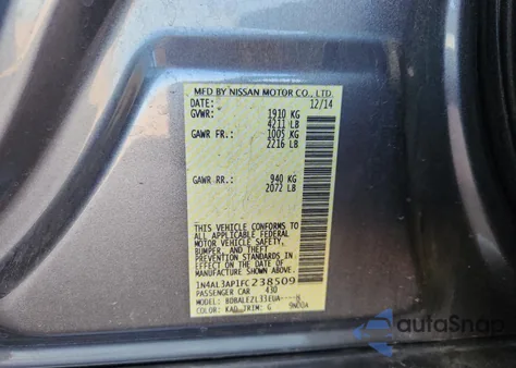 2015 Nissan Altima 2.5 z USA, uszkodzony, nr VIN 1N4AL3AP1FC238509